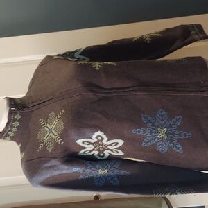 Vintage Eddie Bauer Nordic Snowflake Full Zip Cardigan Sweater Small
